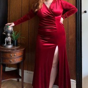 Burgundy Velvet Dress